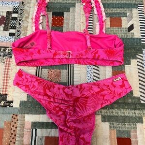 Raisins Pink and Red Floral Bikini Set